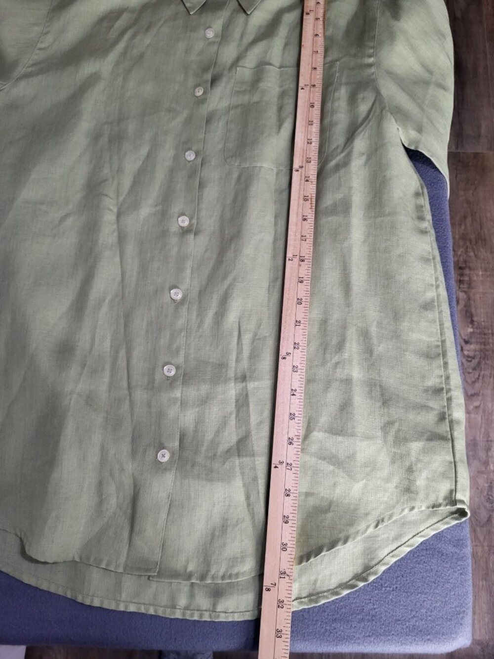 Liz Claiborne Lizsport Womens LG Linen Sage Green Button Up Shirt Lagenlook VTG - Picture 5 of 6
